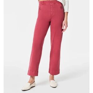 Spanx Stretch Twill Wide Leg Crop Pants Wild Rose size L NWOT